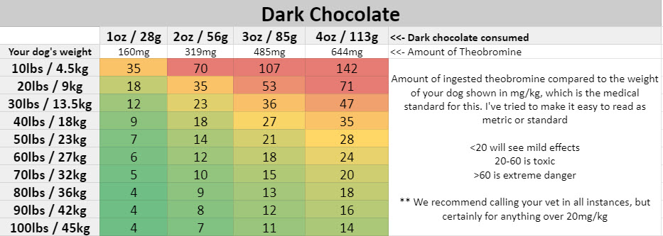 Chocolate toxicity for dogs - dark chocolate 2